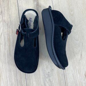 Alegria Black Suede Faux Fur Slide On Mules Sz 42/10​